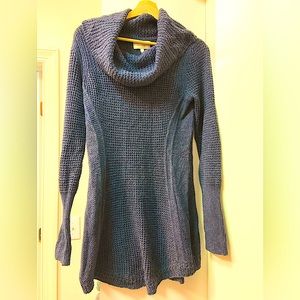 Anthropologie cowl neck heather blue sweater dress size S